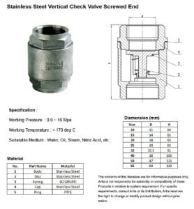 catalog van 1 chiều lò xo ren ionx 304