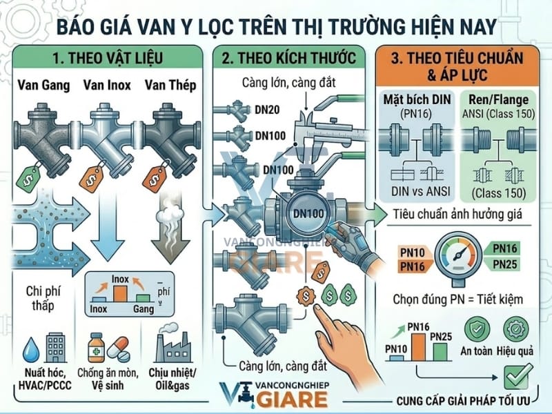 Báo giá van Y lọc trên thị trường hiện nay
