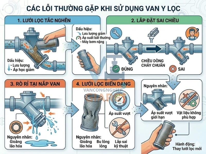 Các lỗi thường gặp của van Y lọc