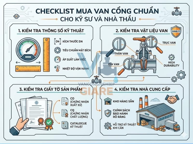 Checklist mua van cổng chuẩn cho kỹ sư và nhà thầu