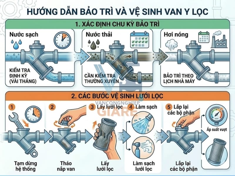 Hướng dẫn bảo trì và vệ sinh van Y lọc