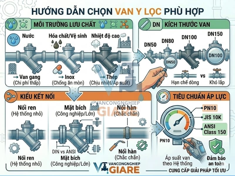 Cách chọn van Y lọc phù hợp cho hệ thống