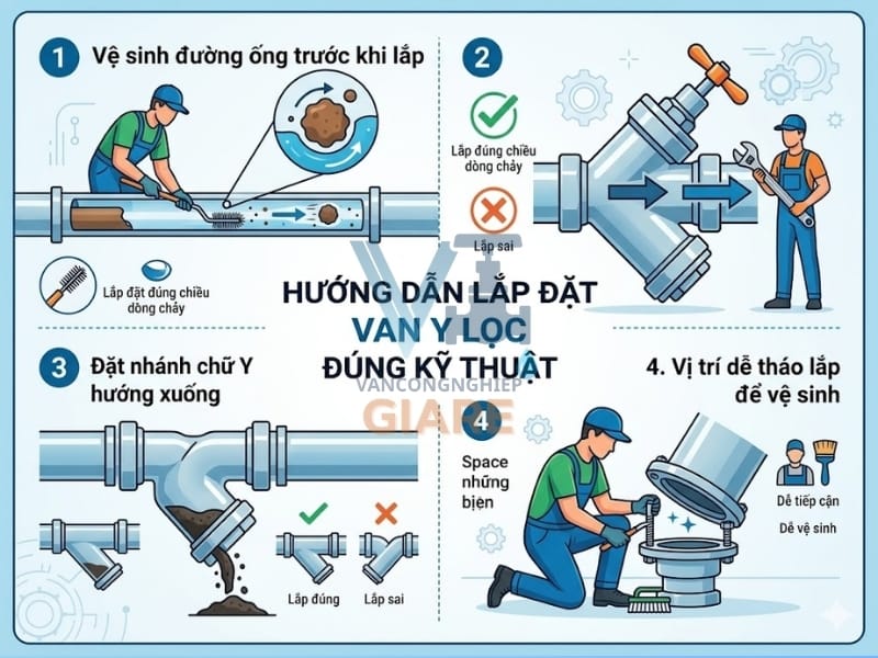 Hướng dẫn lắp đặt van Y lọc đúng kỹ thuật