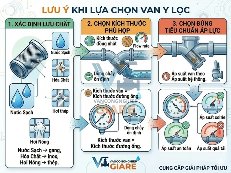 Lưu ý khi lựa chọn van Y lọc