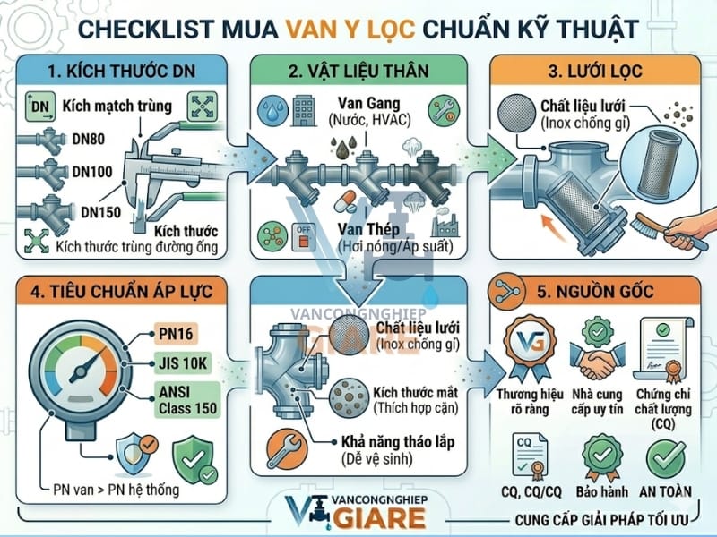 Checklist mua van Y lọc chuẩn kỹ thuật