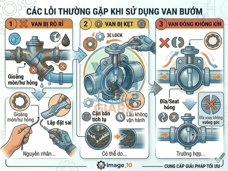 Các lỗi thường gặp khi sử dụng van bướm