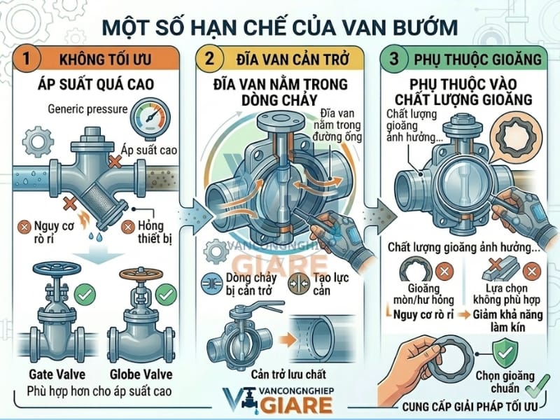 Một số hạn chế của van bướm