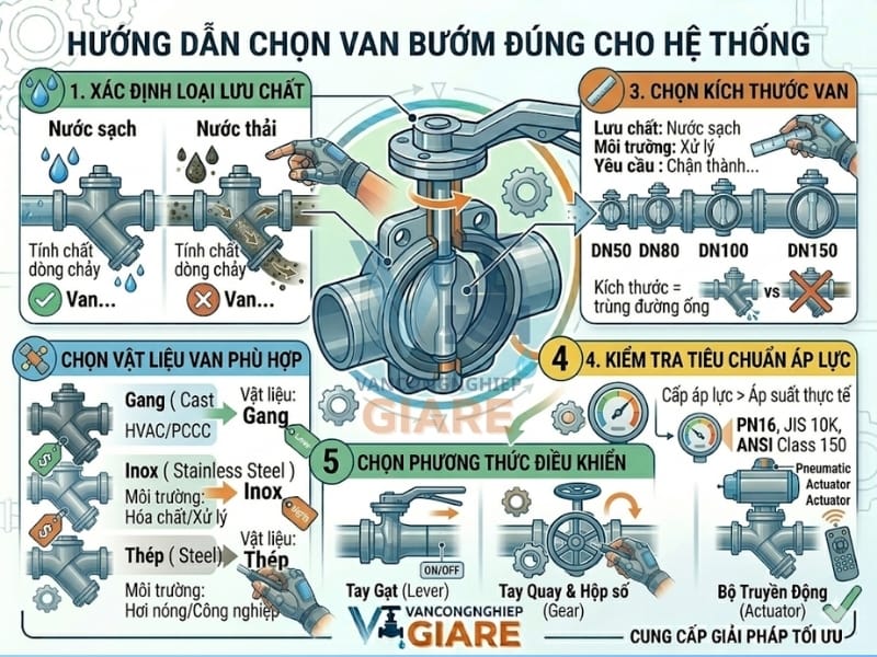 Hướng dẫn chọn van bướm đúng cho hệ thống