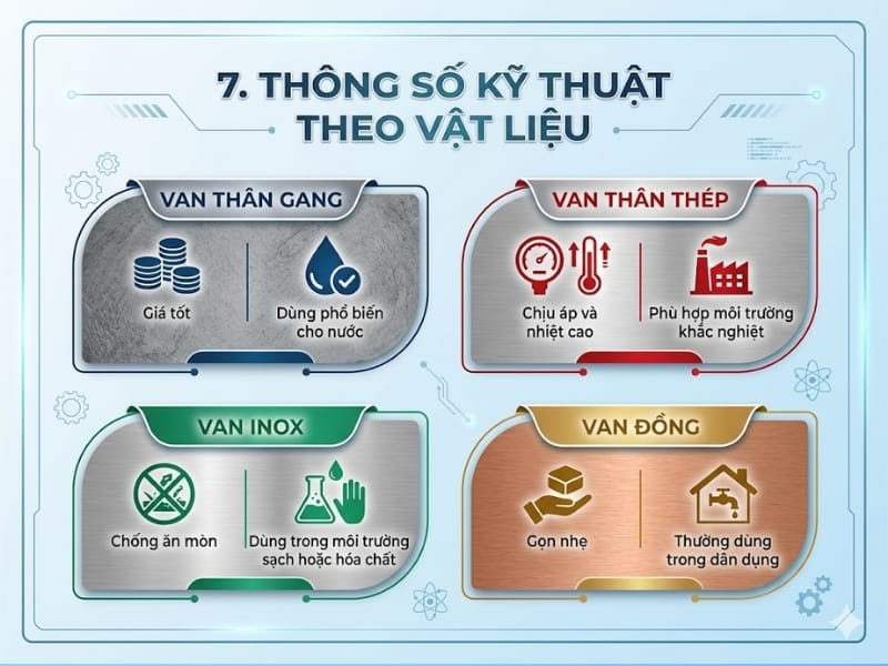 Thông số vật liệu van giảm áp