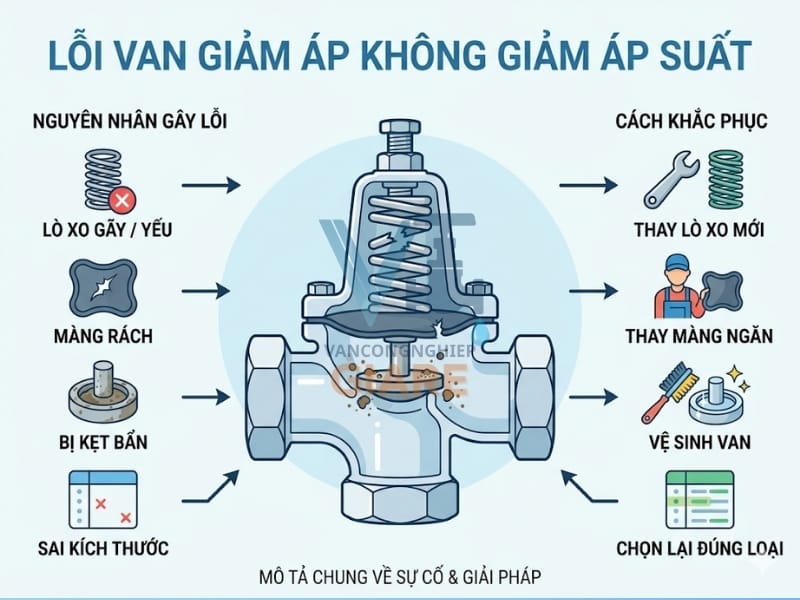 Van Giảm Áp Không Giảm Được Áp Suất