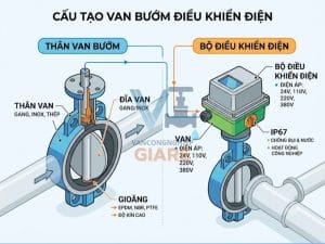 Cấu Tạo Van Bướm Điều Khiển Điện